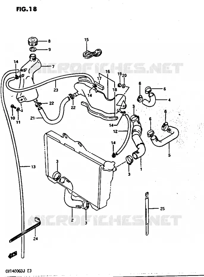 DURITES DE RADIATEUR - VASE D'EXPANSION Suzuki MOTO 1400 CAVALCADE 1986  GV1400GDG(G/H/J)