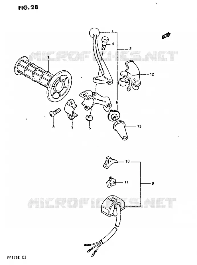 ENSEMBLE POIGNEE GAUCHE Suzuki MOTO 175 PE 1984  PE175E