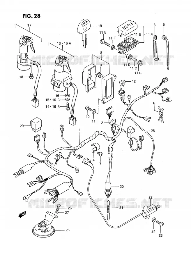 FAISCEAU ELECTRIQUE (MODELE J/K/L/M/N/P) Suzuki MOTO 1100 GSX-F 1988  GSX1100FJ(E2)