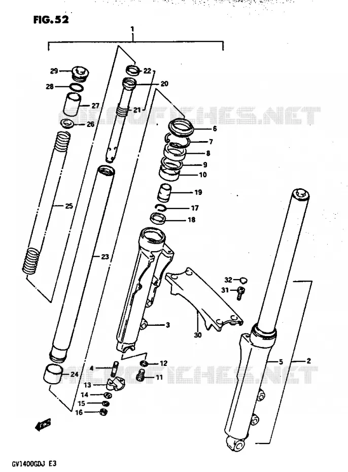 FOURCHE AVANT GV1400GDG/GTG Suzuki MOTO 1400 CAVALCADE 1988  GV1400GDJ(G/H/J)