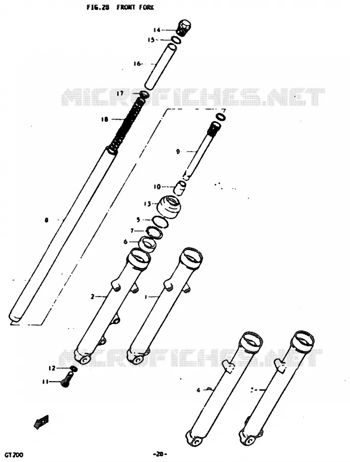 FOURCHE AVANT Suzuki MOTO 200 GT 1992  GT200EN(N)
