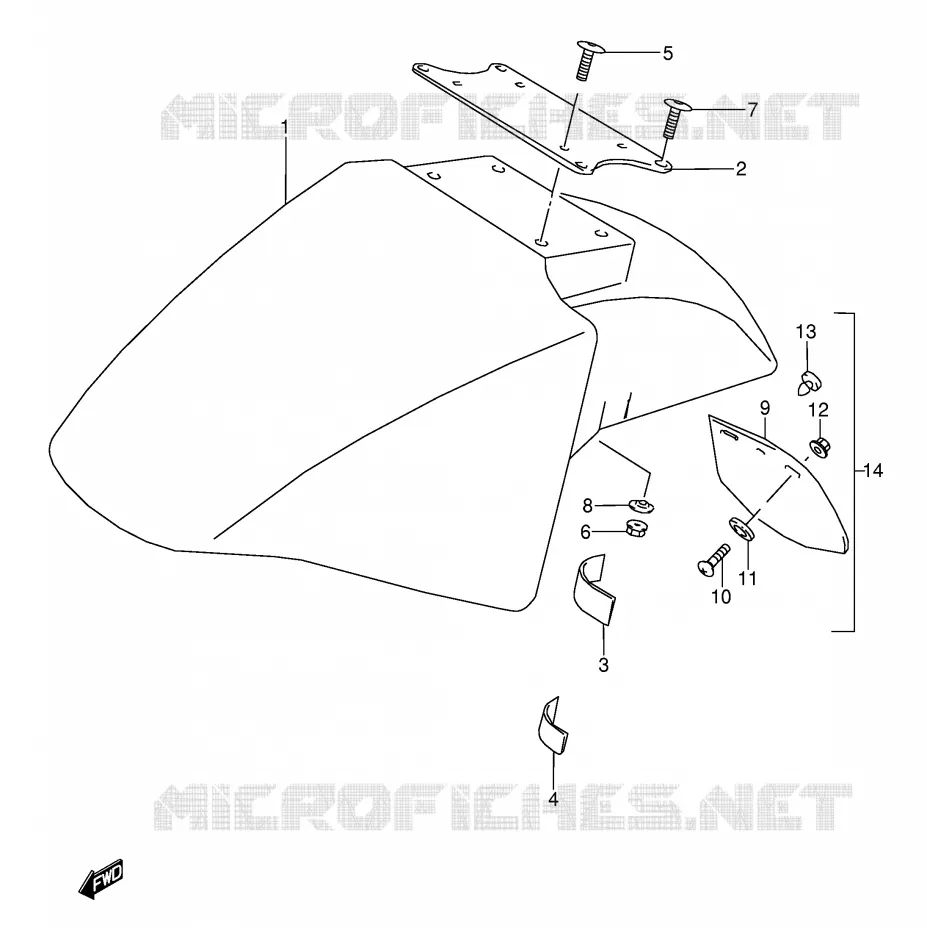 GARDE BOUE AVANT (MODELE J/K/L/M/N/P/R) Suzuki MOTO 600 GSX-F 1994  GSX600FU2R(E2)