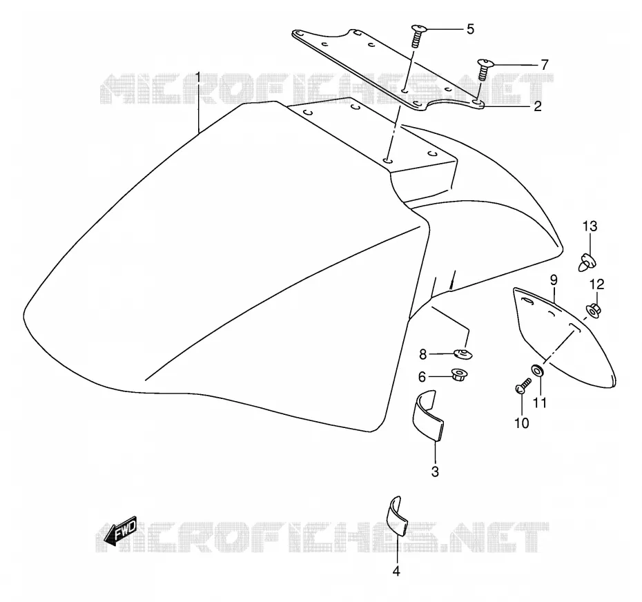 GARDE BOUE AVANT (MODELE K/L/M/N/P/R) Suzuki MOTO 750 GSX-F 1991  GSX750FM(E2)