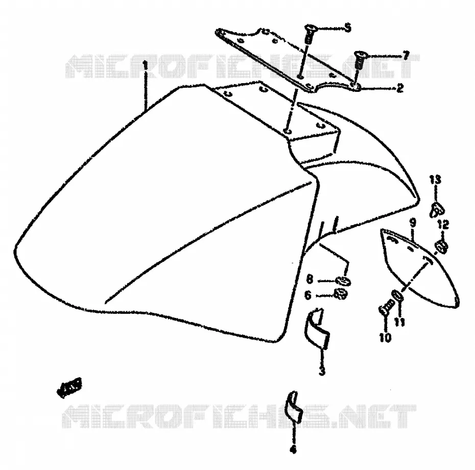 GARDE BOUE AVANT (MODELE K/L/M/N/P/R) Suzuki MOTO 750 GSX-F 1991  GSX750FM(K-T)