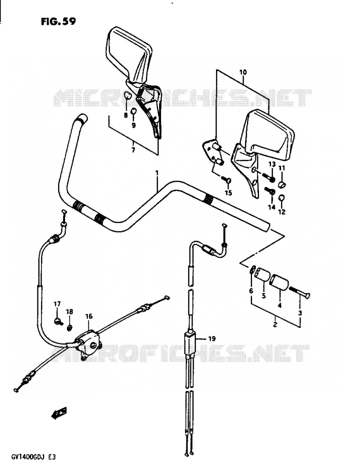 GUIDON - CABLES GV1400GCG/MODELE H/J Suzuki MOTO 1400 CAVALCADE 1987  GV1400GTH(G/H/J)