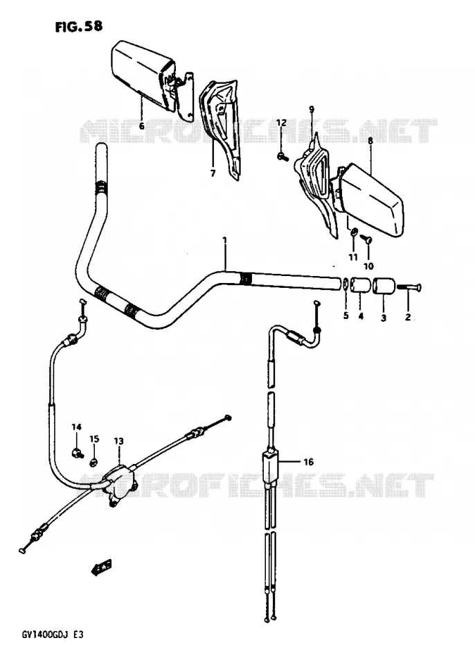 GUIDON - CABLES GV1400GDG/GTG Suzuki MOTO 1400 CAVALCADE 1986  GV1400GTG(G/H/J)