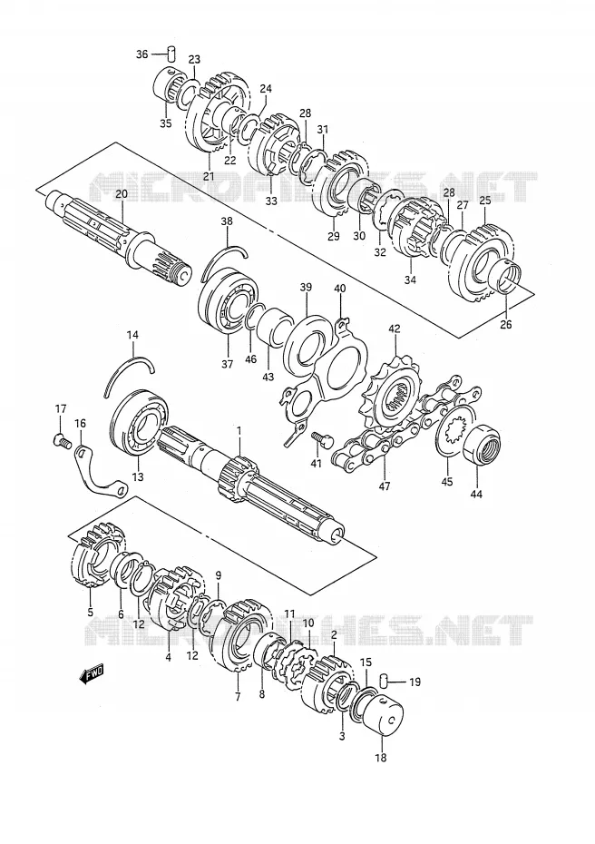 TRANSMISSION Suzuki MOTO 1100 GSX-R 1991  GSX-R1100M(E28)