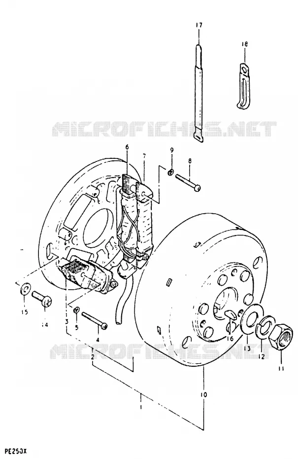 ALLUMAGE ROTOR - STATOR Suzuki MOTO 250 PE 1981  PE250X(T/X)