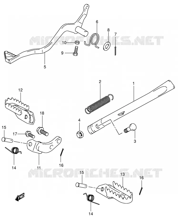 BEQUILLE - PEDALE DE FREIN Suzuki MOTO 80 JR 2003  JR80K3(P3/P28)