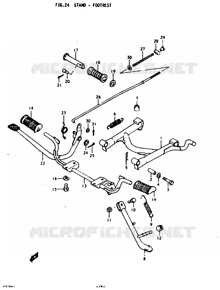 BEQUILLE - REPOSE PIED Suzuki MOTO 200 GT 1992  GT200N(N)