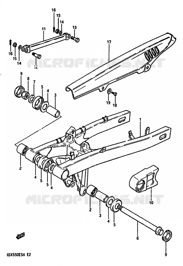 BRAS OSCILLANT ARRIERE Suzuki MOTO 550 GSX-E 1987  GSX550EUH(F/G/H)