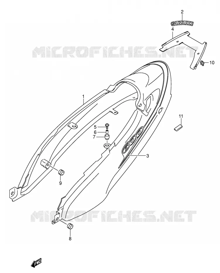 CARENAGES ARRIERE  (MODELE K3) Suzuki MOTO 600 GSX-F 2003  GSX600FK3(E2)