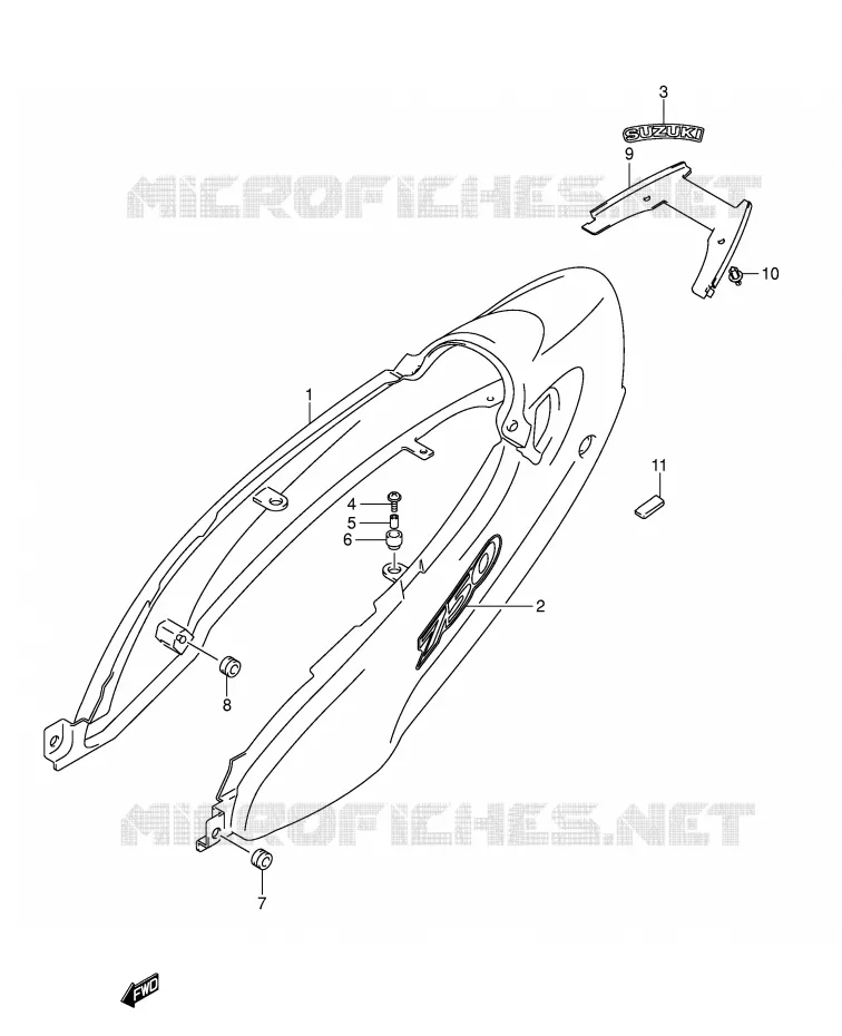 CARENAGES ARRIERE  (MODELE K3) Suzuki MOTO 750 GSX-F 2003  GSX750FK3(E2)