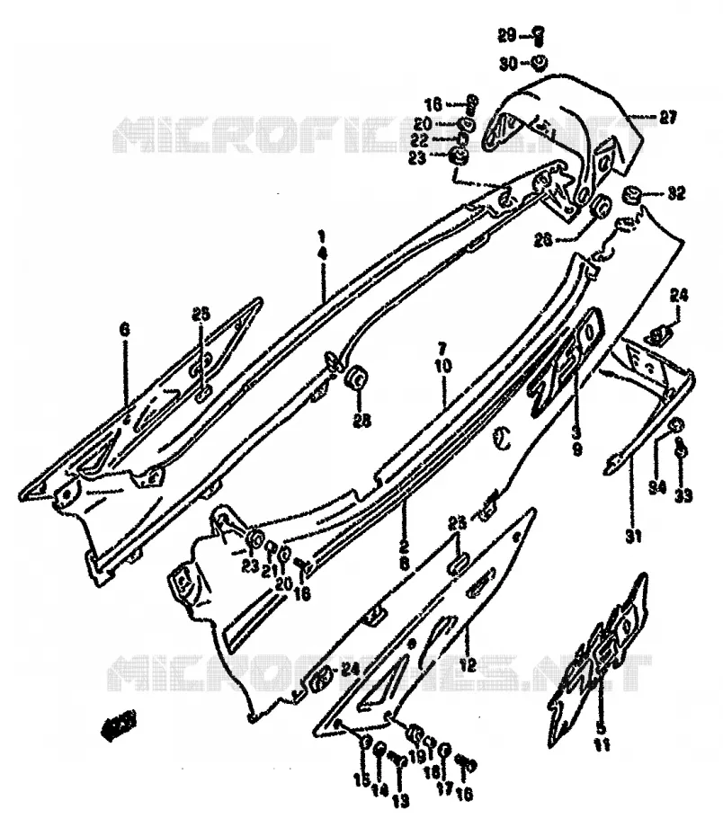 CARENAGES ARRIERE  (MODELE P/R) Suzuki MOTO 750 GSX-F 1991  GSX750FM(K-T)