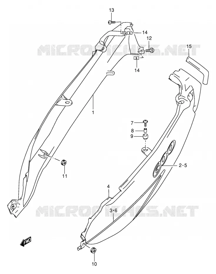 CARENAGES ARRIERE  (MODELE Y) Suzuki MOTO 600 GSX-F 2001  GSX600FK1(E2)