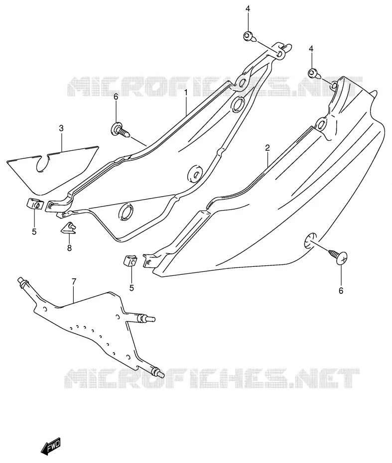 CARENAGES ARRIERE Suzuki MOTO 80 JR 2001  JR80K1(P3/P28)