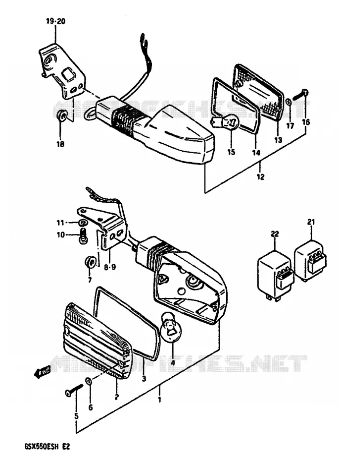 CLIGNOTANTS (E2,E17) Suzuki MOTO 550 GSX-E 1987  GSX550ESH(F/G/H)