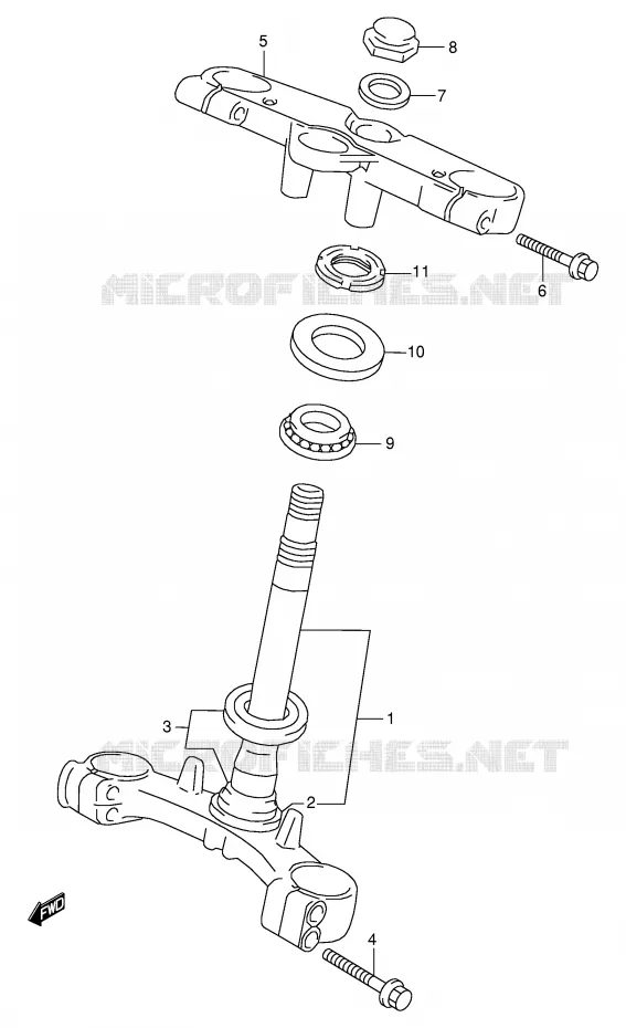 COLONNE DE DIRECTION (MODELE W/X/Y/K1/K2) Suzuki MOTO 600 GSX-F 2003  GSX600FK3(E2)