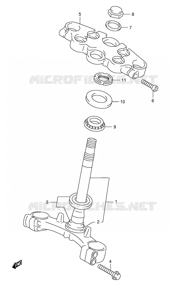 COLONNE DE DIRECTION (MODELE W/X/Y/K1/K2) Suzuki MOTO 750 GSX-F 2000  GSX750FY(E2)