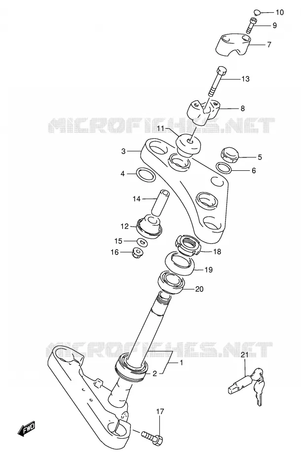 COLONNE DE DIRECTION (MODELE X/Y/K1 P37) Suzuki MOTO 650 SAVAGE 2002  LS650PK2(E2)