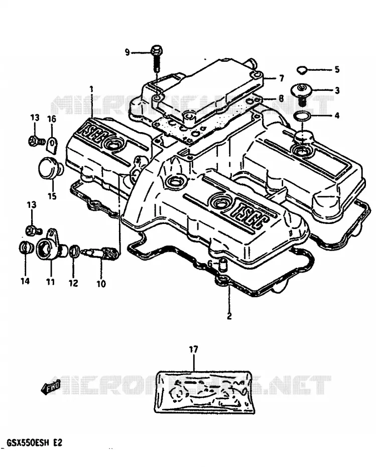 COUVERCLE DE CULASSE Suzuki MOTO 550 GSX-E 1987  GSX550ESH(F/G/H)