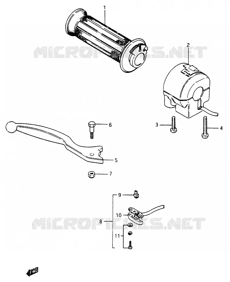 ENSEMBLE LEVIER - COMMODO DROIT Suzuki MOTO 750 GSX-E 1985  GSX750ESF(F)