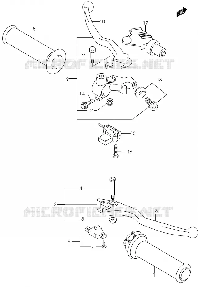 ENSEMBLE LEVIERS - POIGNEES (MODELE K2) Suzuki MOTO 250 MARAUDER 2002  GZ250K2(K3)
