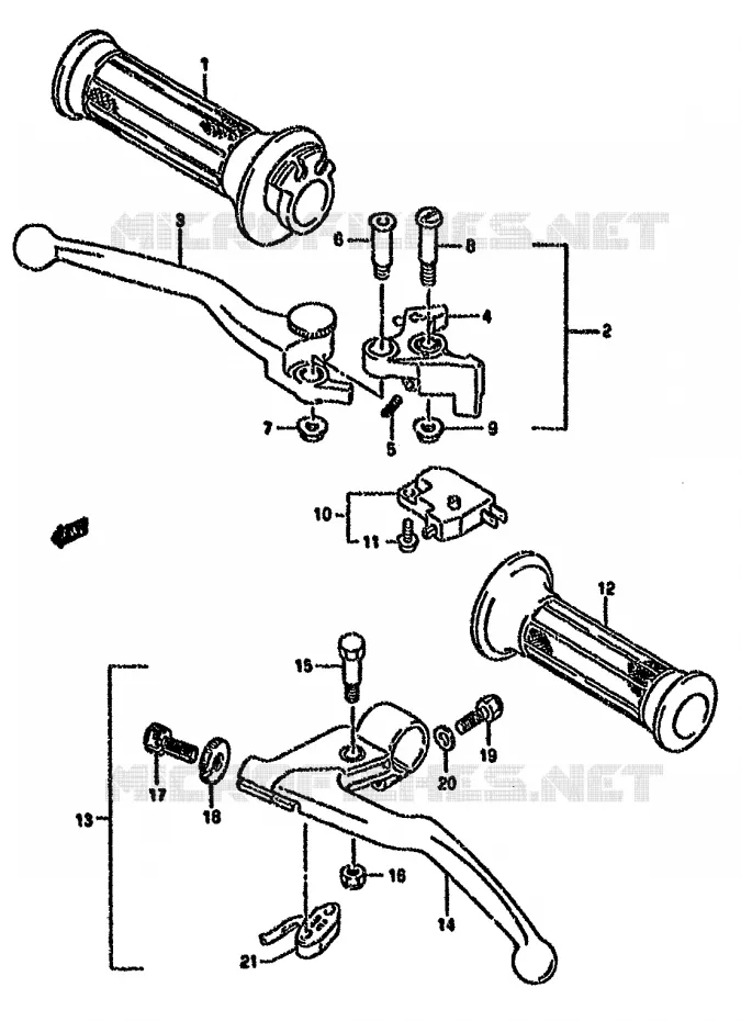 ENSEMBLE LEVIERS - POIGNEES Suzuki MOTO 750 GSX-F 1990  GSX750FSKL(K-T)