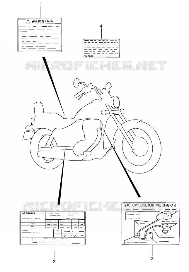 ETIQUETTE D'AVERTISSEMENT Suzuki MOTO 650 BOULEVARD 2006  LS650K6(E3/E28)