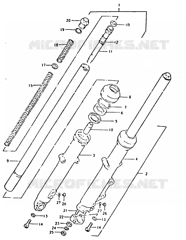 FOURCHE AVANT (GSX400ST F.NO. 500306~ GSX400SX) Suzuki MOTO 400 GSX 1996  GSX400ET(T/X)