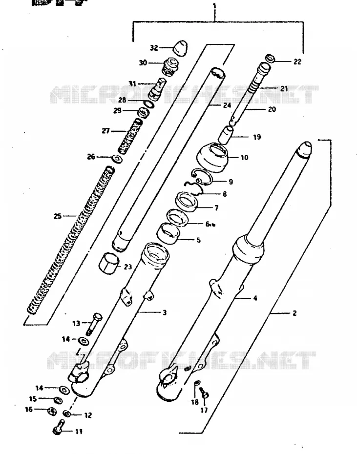 FOURCHE AVANT (GSX750EX, GSX750X) Suzuki MOTO 750 GSX 1981  GSX750X(T/X)