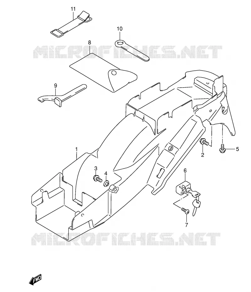 GARDE BOUE ARRIERE (MODELE K3) Suzuki MOTO 600 GSX-F 1998  GSX600FUW(E2)