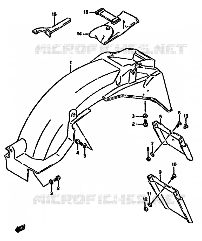 GARDE BOUE ARRIERE (MODELE S) Suzuki MOTO 750 GSX-F 1992  GSX750FN(K-T)