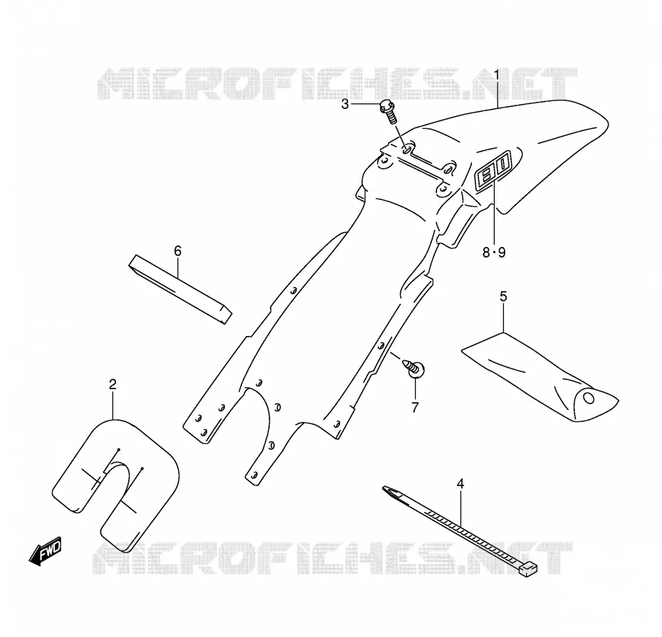 GARDE BOUE ARRIERE Suzuki MOTO 80 JR 2005  JR80K5(P3/P28)