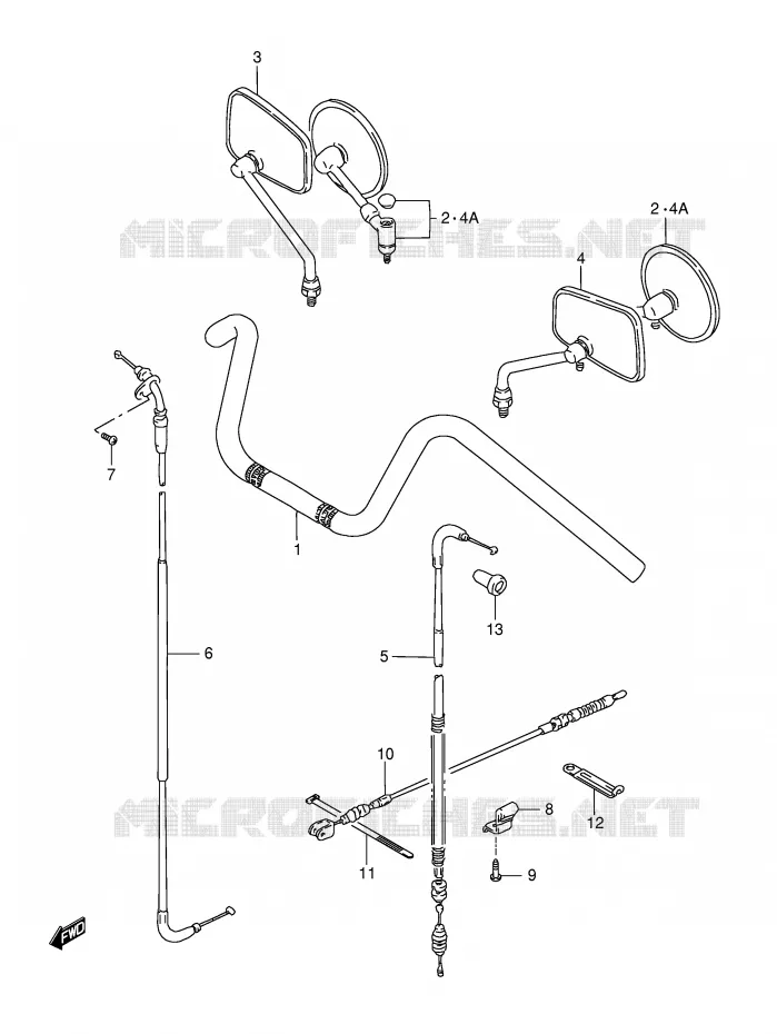 GUIDON - CABLES Suzuki MOTO 650 SAVAGE 2001  LS650PK1(E2)