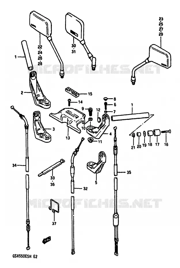 GUIDON (GSX550EF/EUF/EG/EUG/EUH) Suzuki MOTO 550 GSX-E 1985  GSX550EFF(F/G/H)