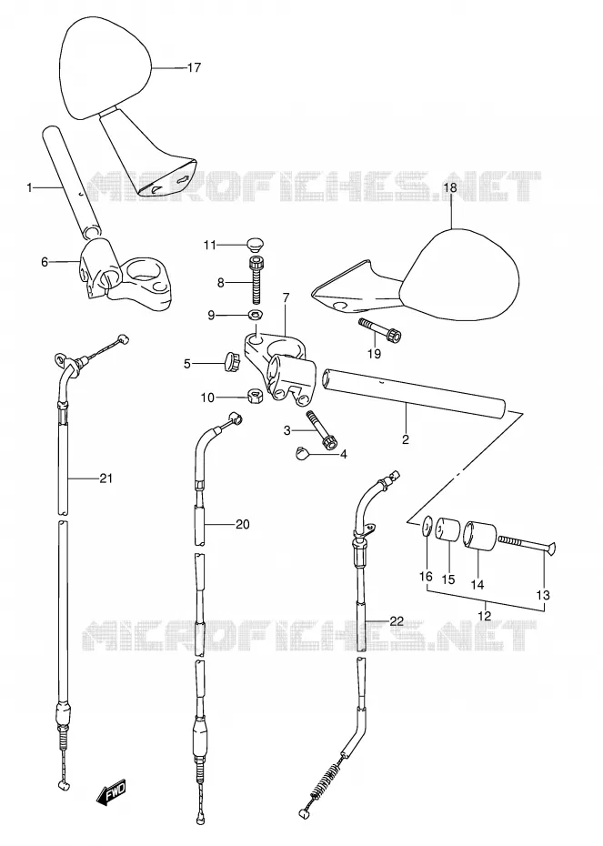 GUIDON (MODELE J/K/L/M/N/P/R) Suzuki MOTO 600 GSX-F 1990  GSX600FUL(E2)