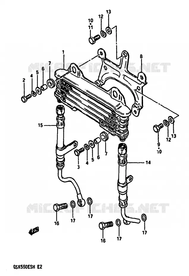 RADIATEUR D'HUILE Suzuki MOTO 550 GSX-E 1987  GSX550ESH(F/G/H)
