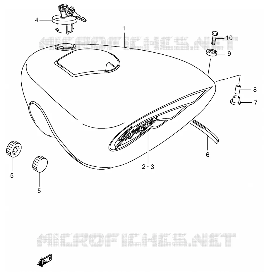 RESERVOIR D'ESSENCE (MODELE K4) Suzuki MOTO 650 BOULEVARD 1996  LS650PT(E3/E28)