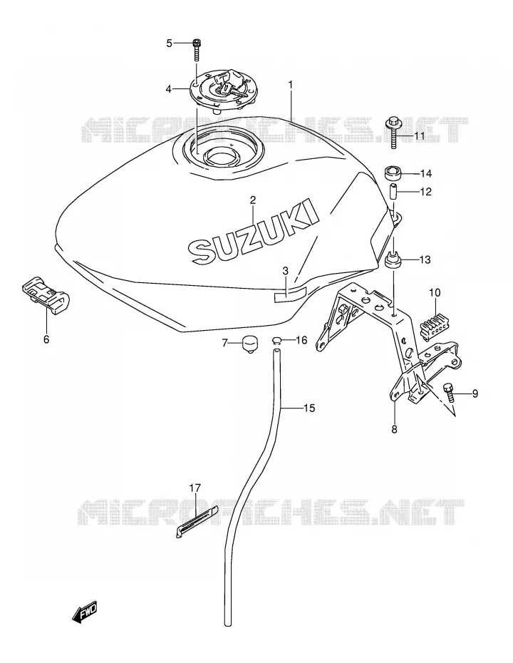RESERVOIR D'ESSENCE (MODELE T) Suzuki MOTO 600 GSX-F 1989  GSX600FU2K(E2)