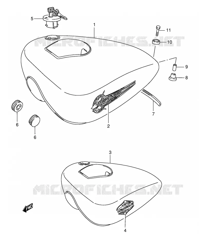 RESERVOIR D'ESSENCE (MODELE T) Suzuki MOTO 650 SAVAGE 1996  LS650PT(E2)
