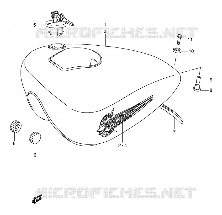 RESERVOIR D'ESSENCE (MODELE T/V/W/X) Suzuki MOTO 650 BOULEVARD 2001  LS650PK1(E3/E28)