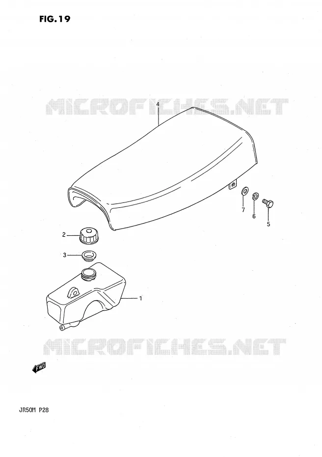 RESERVOIR D'HUILE - SELLE Suzuki MOTO 50 JR 1987  JR50H(P28)