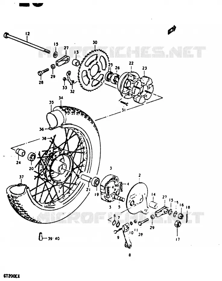 ROUE ARRIERE (GT200X) Suzuki MOTO 200 GT 1999  GT200X(X)
