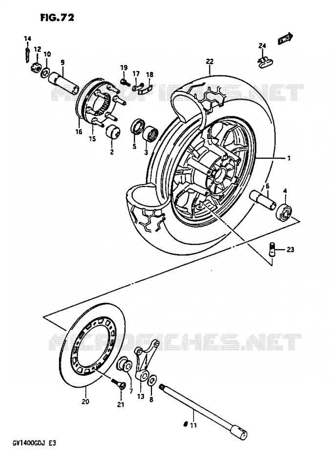 ROUE ARRIERE GV1400GDG/GTG -F.NO.103764 Suzuki MOTO 1400 CAVALCADE 1986  GV1400GCG(G/H/J)