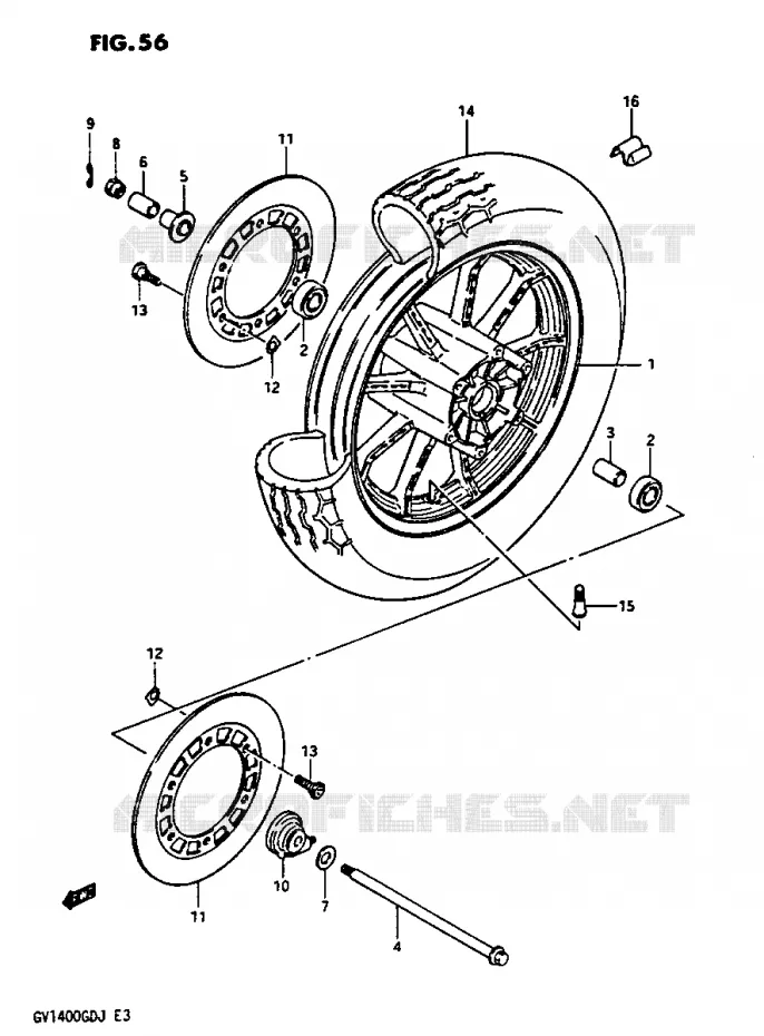 ROUE AVANT GV1400GDG/GTG -F.NO.103764 Suzuki MOTO 1400 CAVALCADE 1987  GV1400GTH(G/H/J)