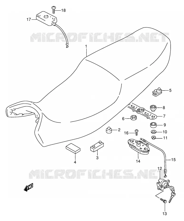 SELLE (MODELE K/L/M/N/P/R) Suzuki MOTO 750 GSX-F 1995  GSX750FS(E2)
