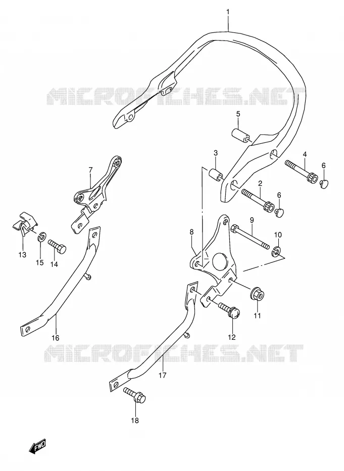 SUPPORT DOSSERET (MODELE J/K/L/M/N/P) Suzuki MOTO 600 GSX-F 1992  GSX600FN(E2)