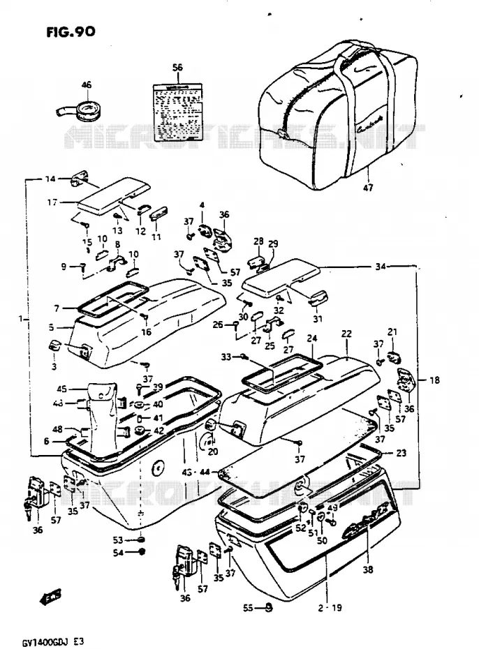 VALISE LATERALE - SUPPORT GV1400GDG/GTG Suzuki MOTO 1400 CAVALCADE 1987  GV1400GCH(G/H/J)