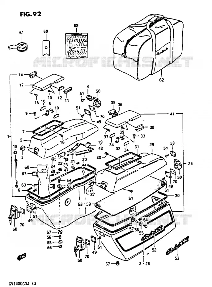 VALISE LATERALE - SUPPORT MODELE H Suzuki MOTO 1400 CAVALCADE 1987  GV1400GTH(G/H/J)